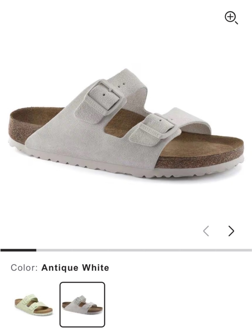 Birkenstock Arizona Suede Slide Sandal in Antique White